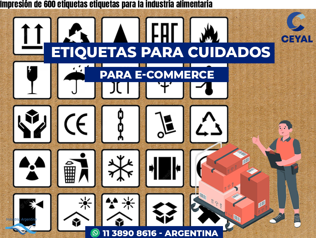 Impresión de 600 etiquetas etiquetas para la industria alimentaria