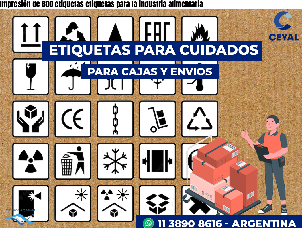 Impresión de 800 etiquetas etiquetas para la industria alimentaria