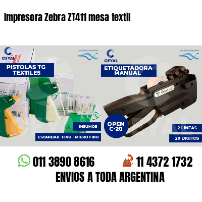 Impresora Zebra ZT411 mesa textil
