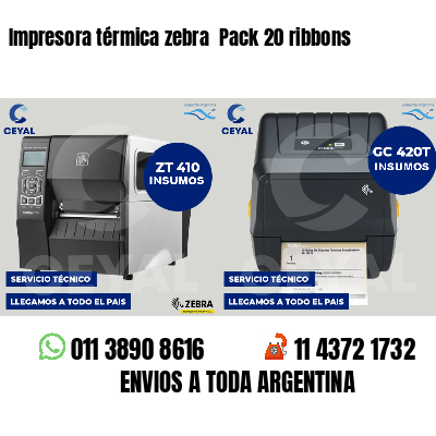 Impresora térmica zebra  Pack 20 ribbons