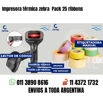 Impresora térmica zebra Pack 25 ribbons