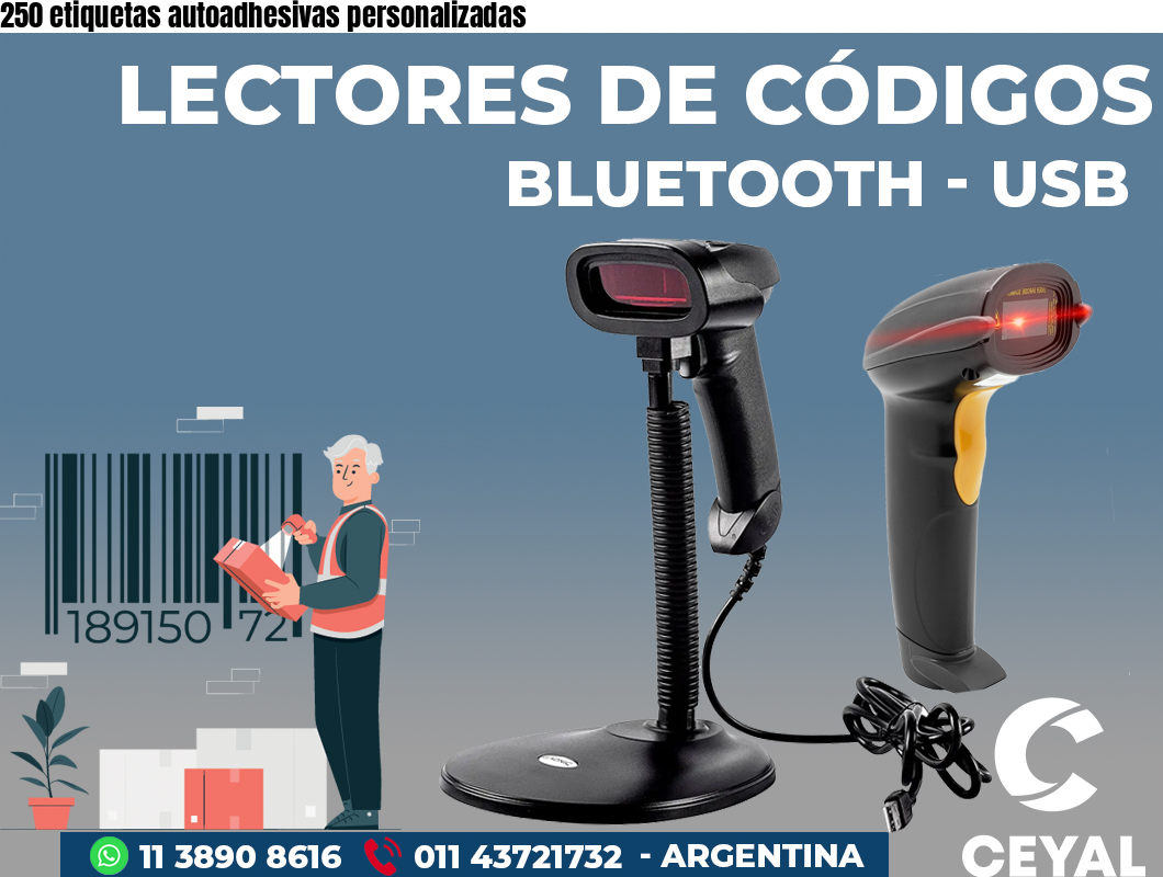 250 etiquetas autoadhesivas personalizadas