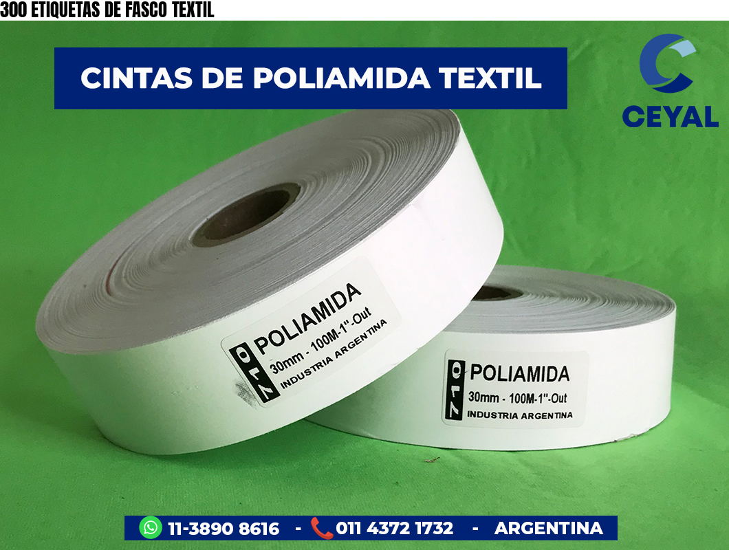 300 ETIQUETAS DE FASCO TEXTIL