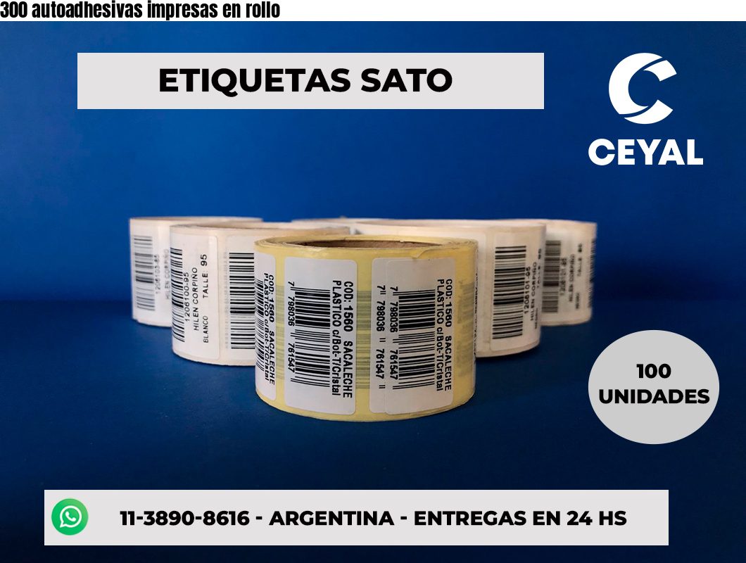 300 autoadhesivas impresas en rollo
