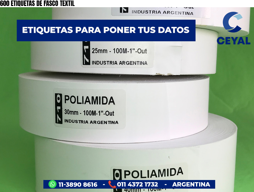 600 ETIQUETAS DE FASCO TEXTIL