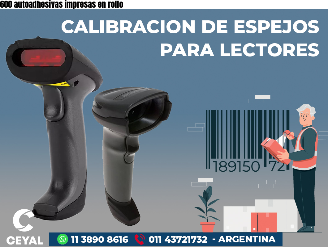 600 autoadhesivas impresas en rollo