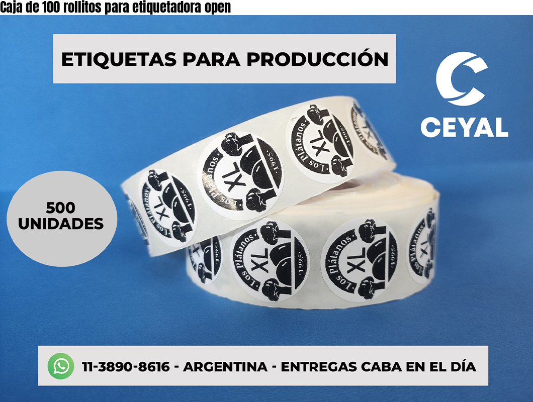 Caja de 100 rollitos para etiquetadora open