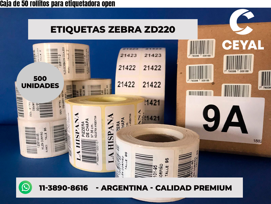 Caja de 50 rollitos para etiquetadora open