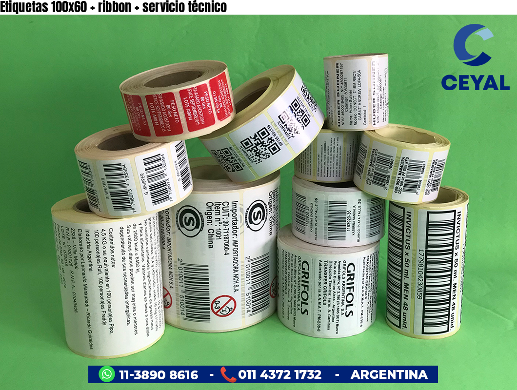 Etiquetas 100x60 ribbon servicio técnico