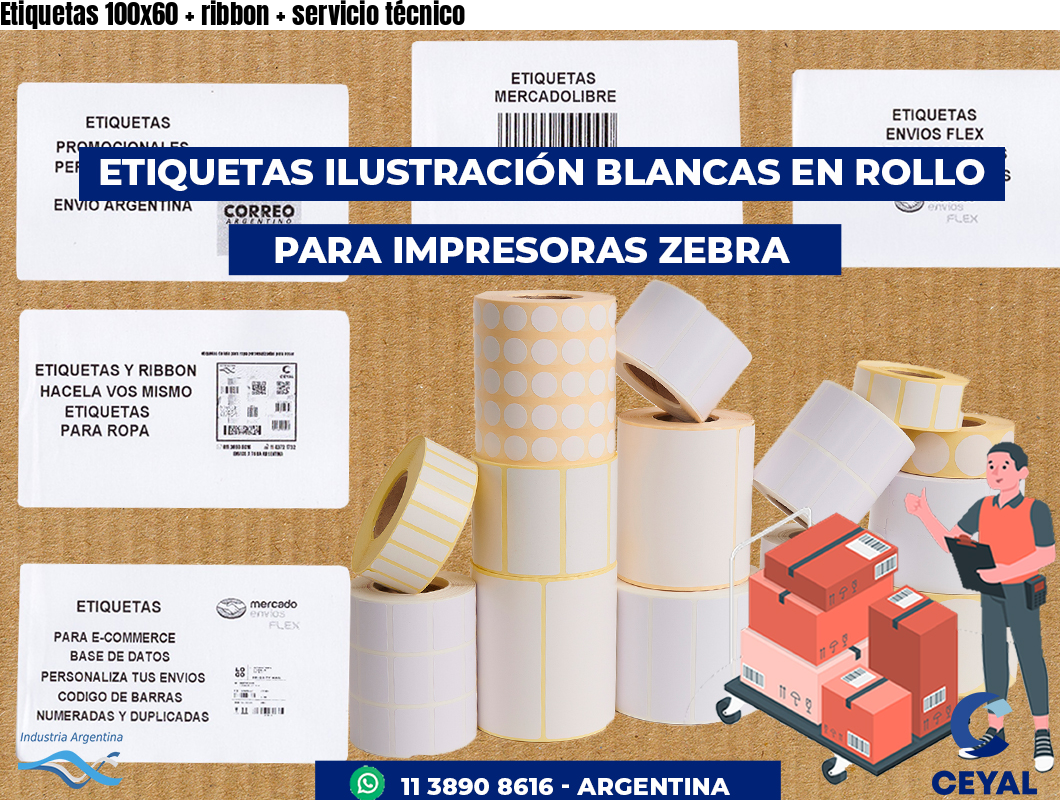 Etiquetas 100x60 ribbon servicio técnico