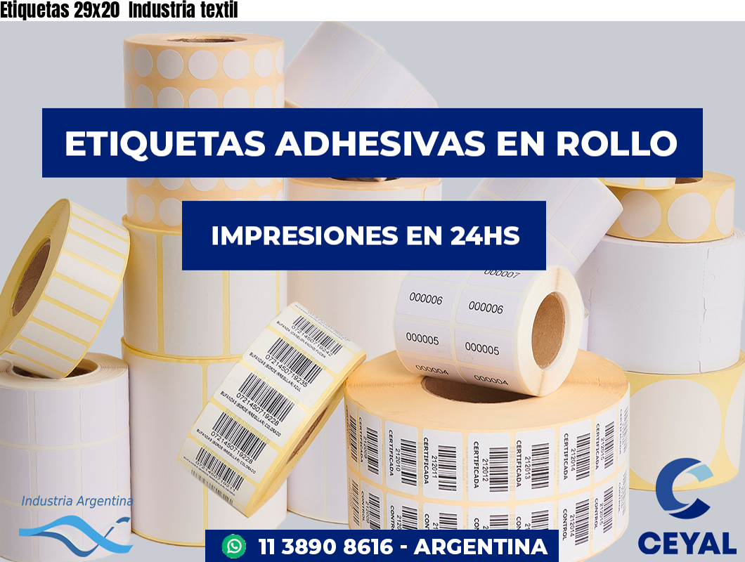 Etiquetas 29x20  Industria textil