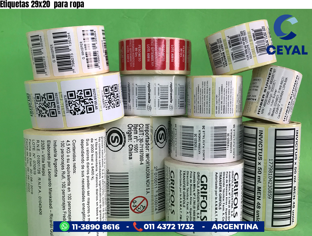Etiquetas 29x20 para ropa