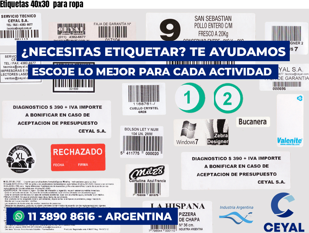 Etiquetas 40x30  para ropa