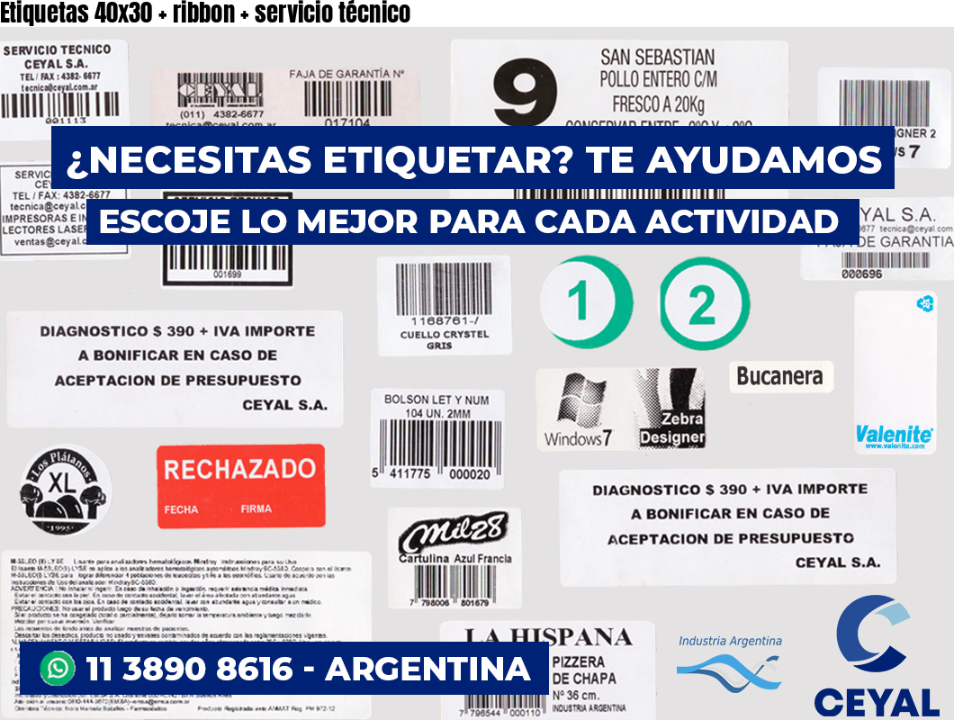 Etiquetas 40x30 ribbon servicio técnico
