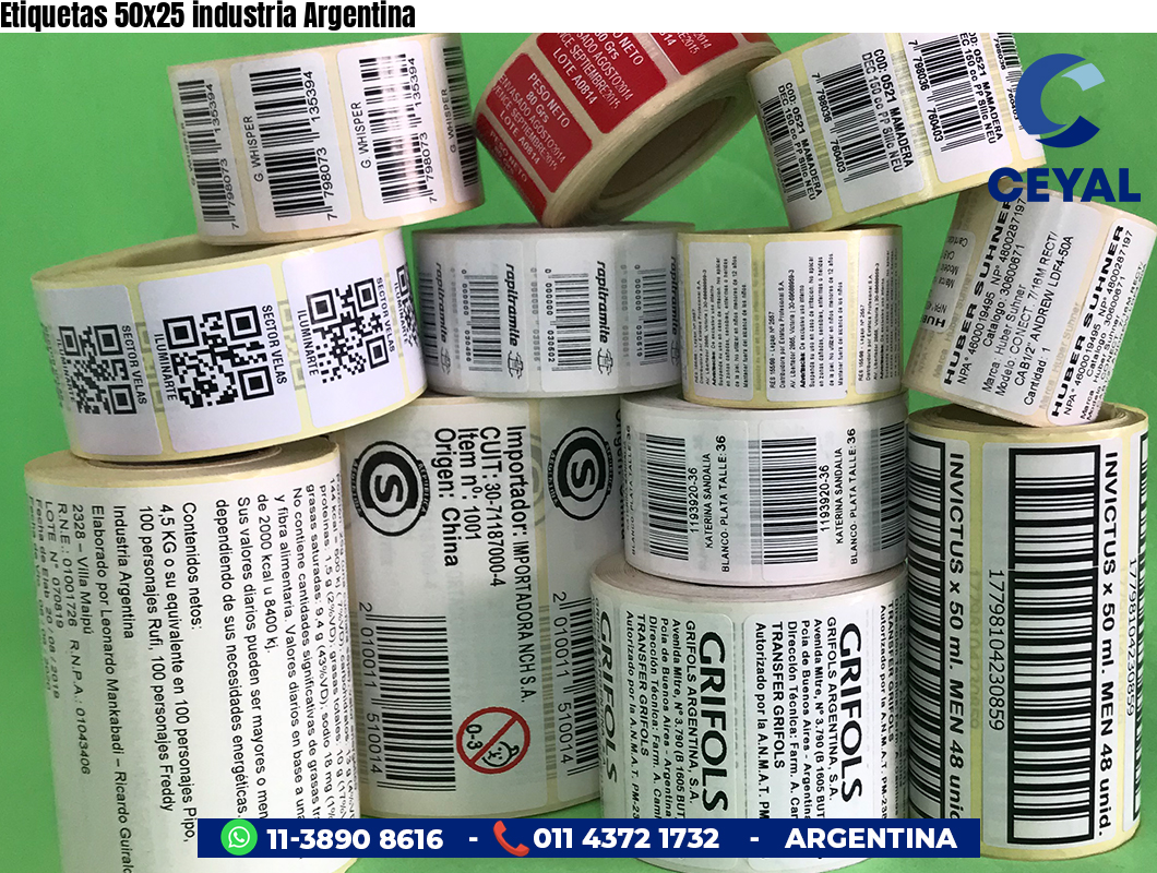 Etiquetas 50x25 industria Argentina