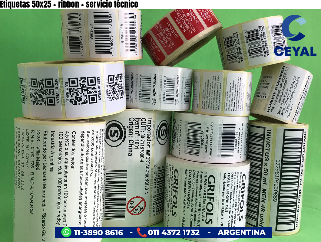 Etiquetas 50x25 ribbon servicio técnico