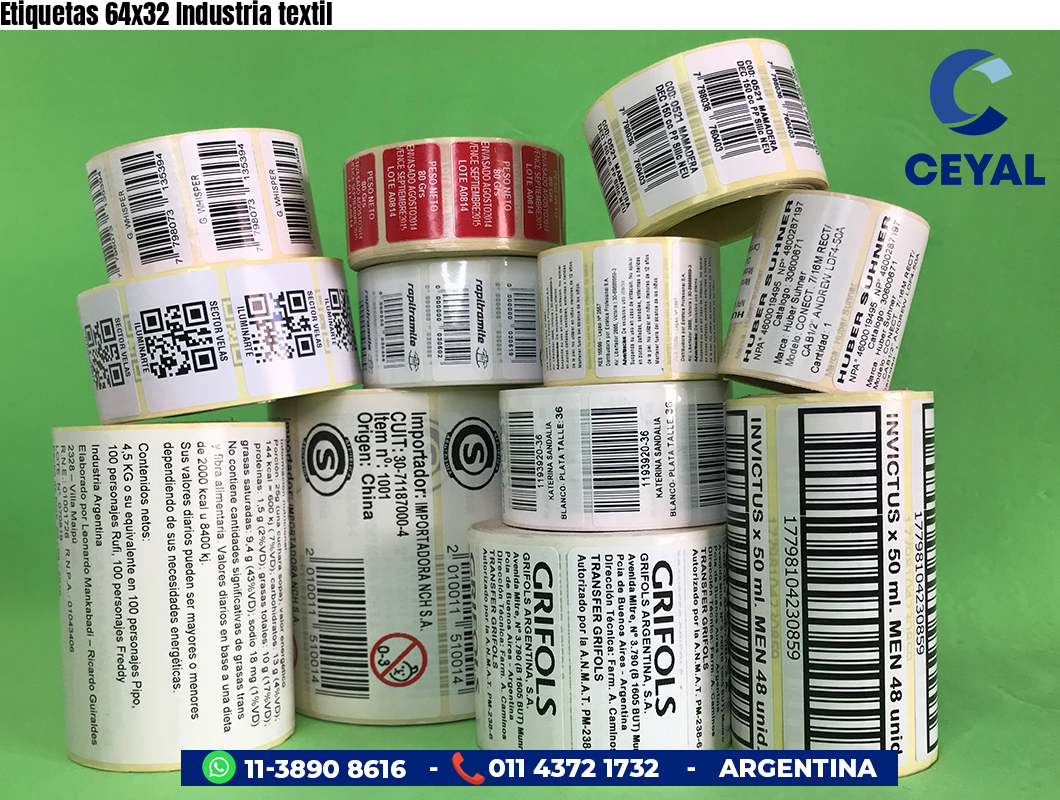 Etiquetas 64x32 Industria textil