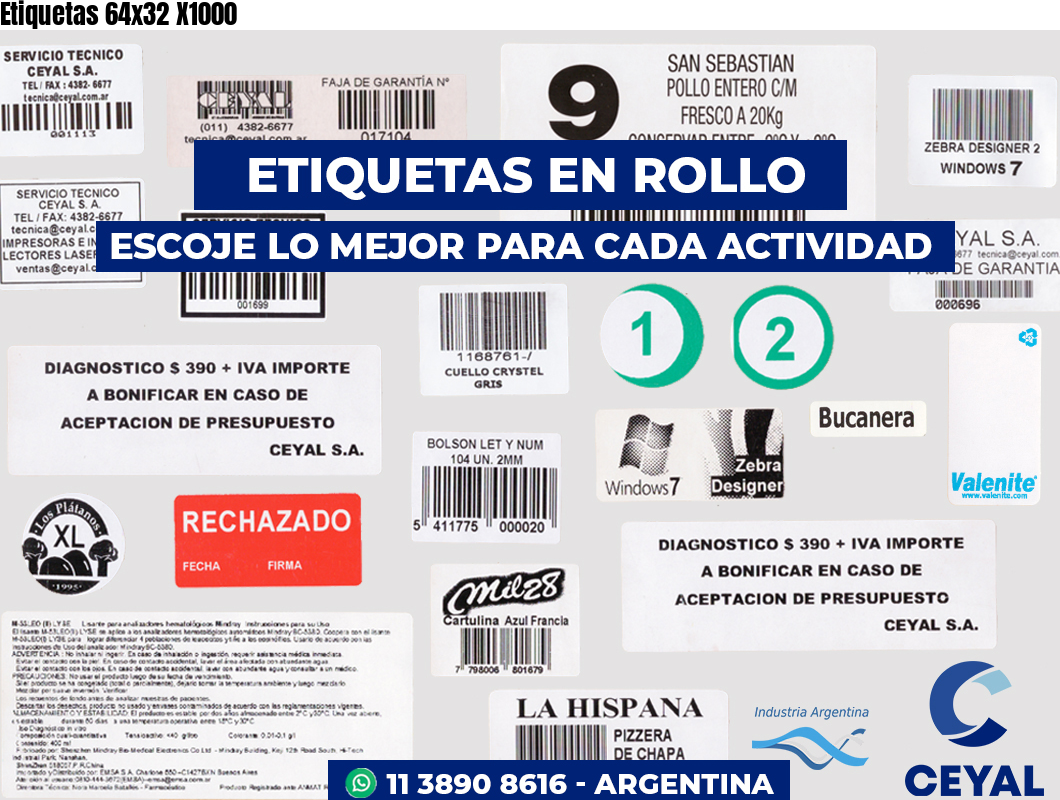 Etiquetas 64x32 X1000