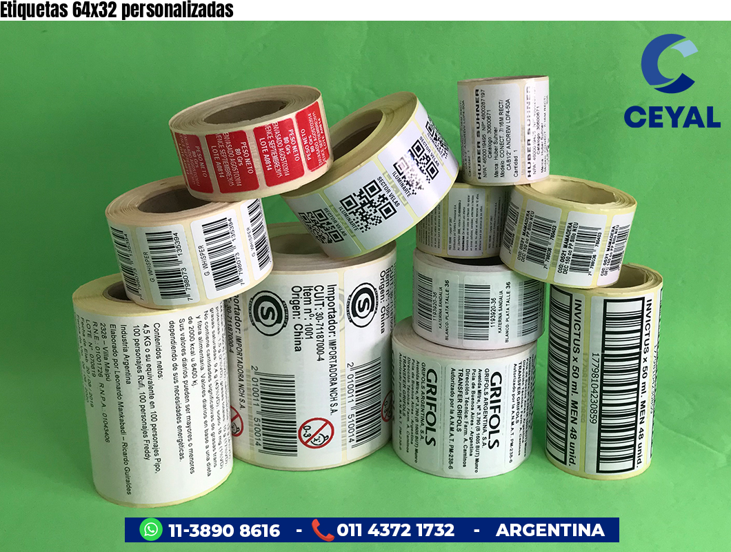 Etiquetas 64x32 personalizadas