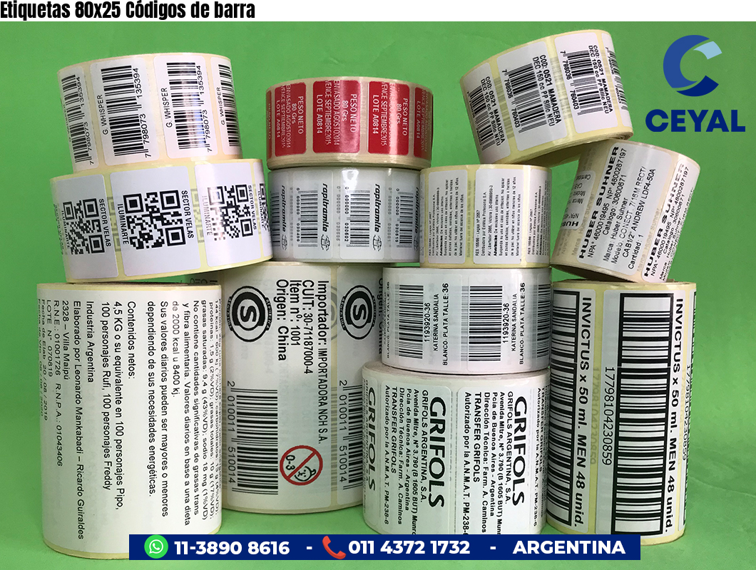 Etiquetas 80x25 Códigos de barra