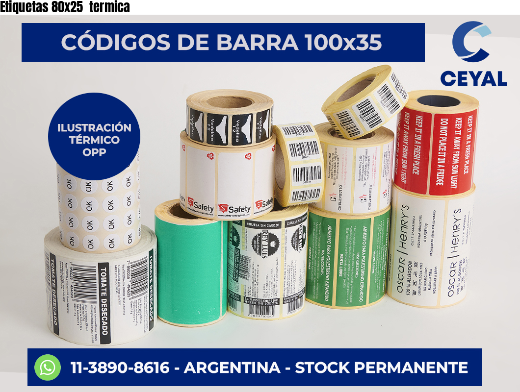Etiquetas 80×25  termica