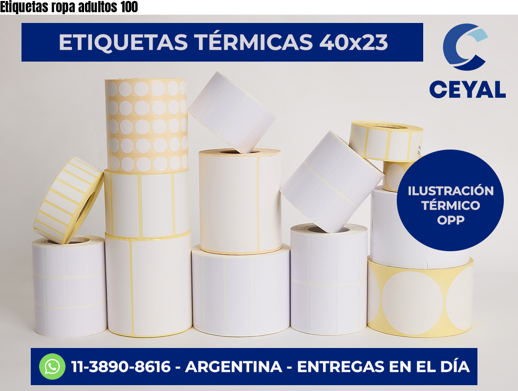 Etiquetas ropa adultos 100