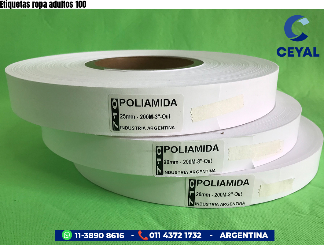 Etiquetas ropa adultos 100