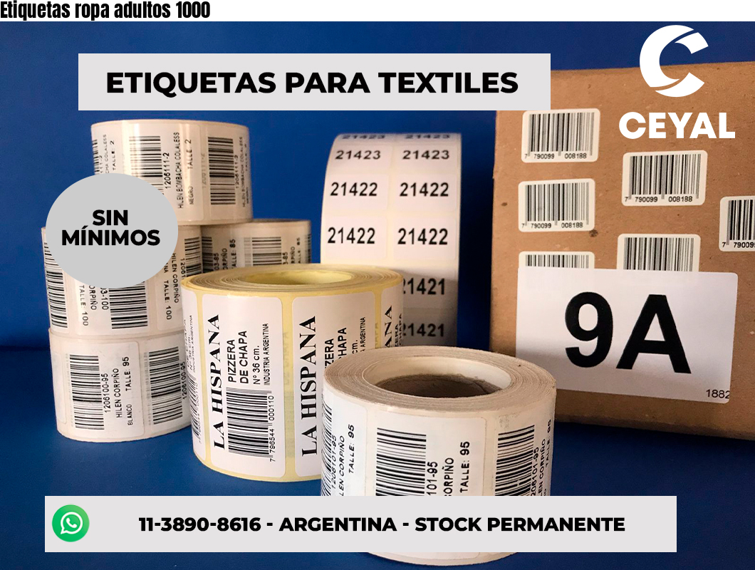 Etiquetas ropa adultos 1000