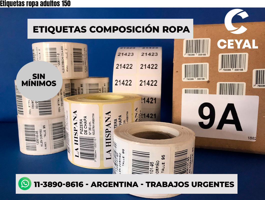 Etiquetas ropa adultos 150