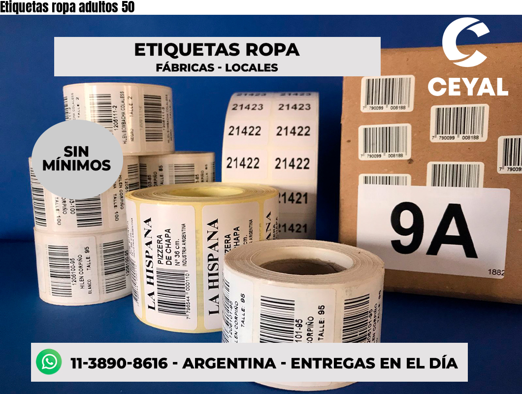Etiquetas ropa adultos 50