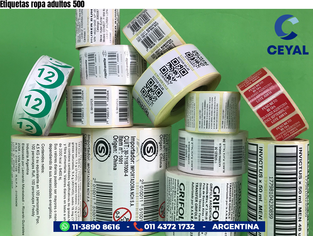 Etiquetas ropa adultos 500