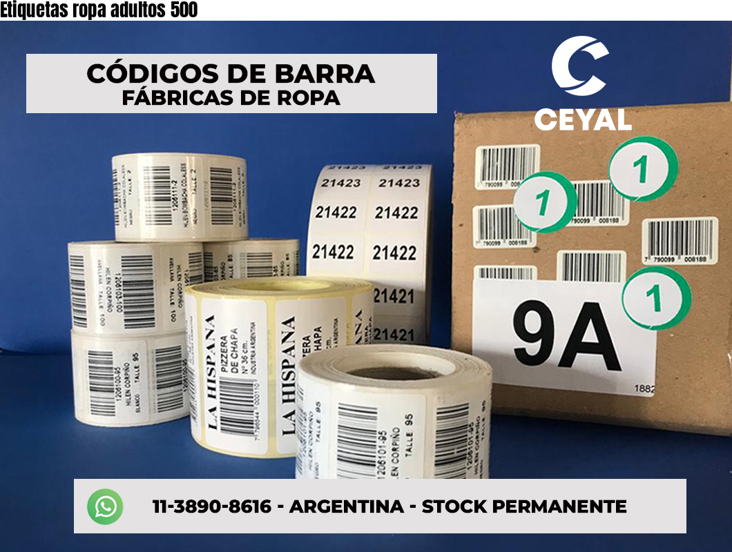 Etiquetas ropa adultos 500
