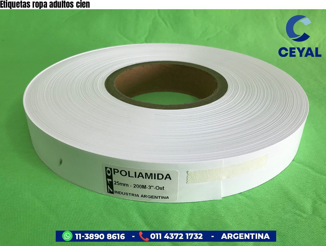 Etiquetas ropa adultos cien