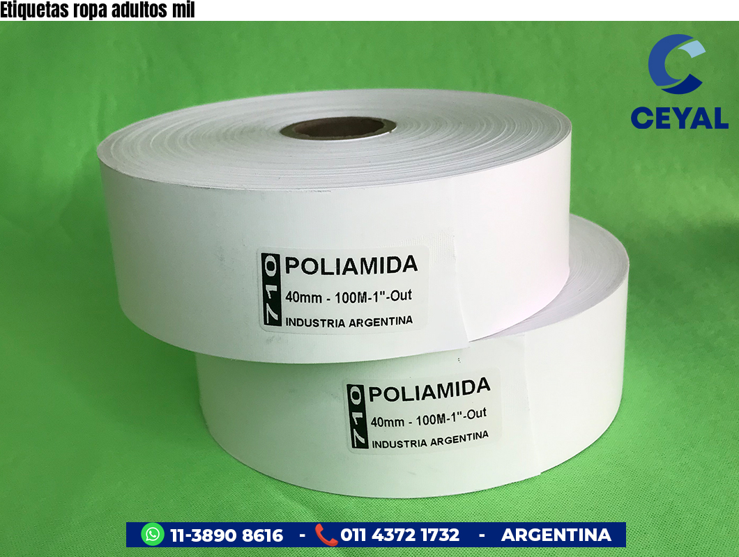 Etiquetas ropa adultos mil
