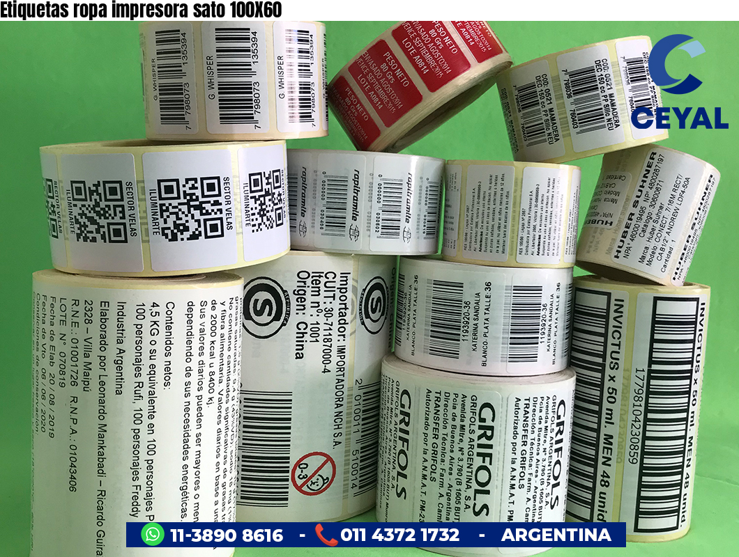 Etiquetas ropa impresora sato 100X60