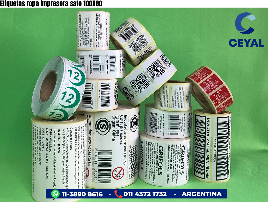 Etiquetas ropa impresora sato 100X80