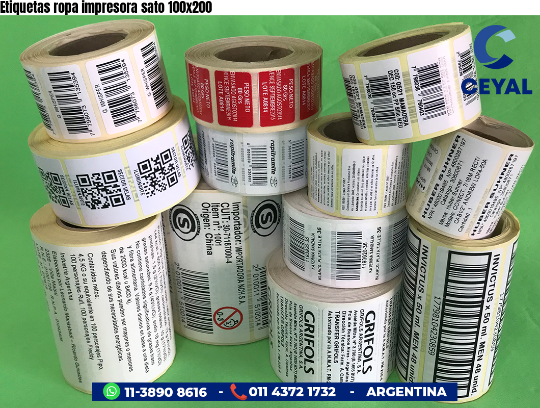 Etiquetas ropa impresora sato 100x200