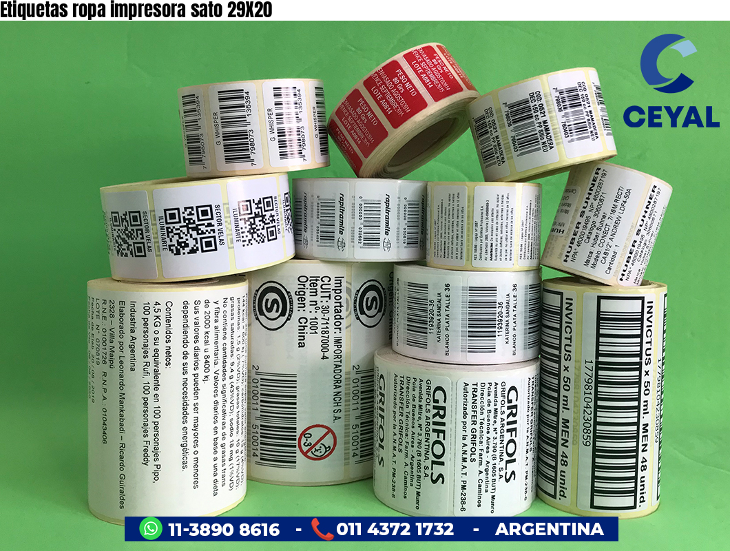 Etiquetas ropa impresora sato 29X20