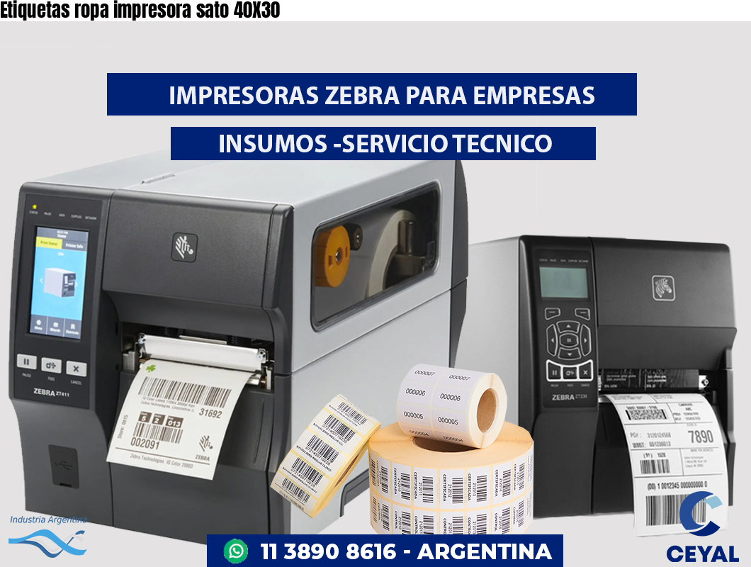 Etiquetas ropa impresora sato 40X30