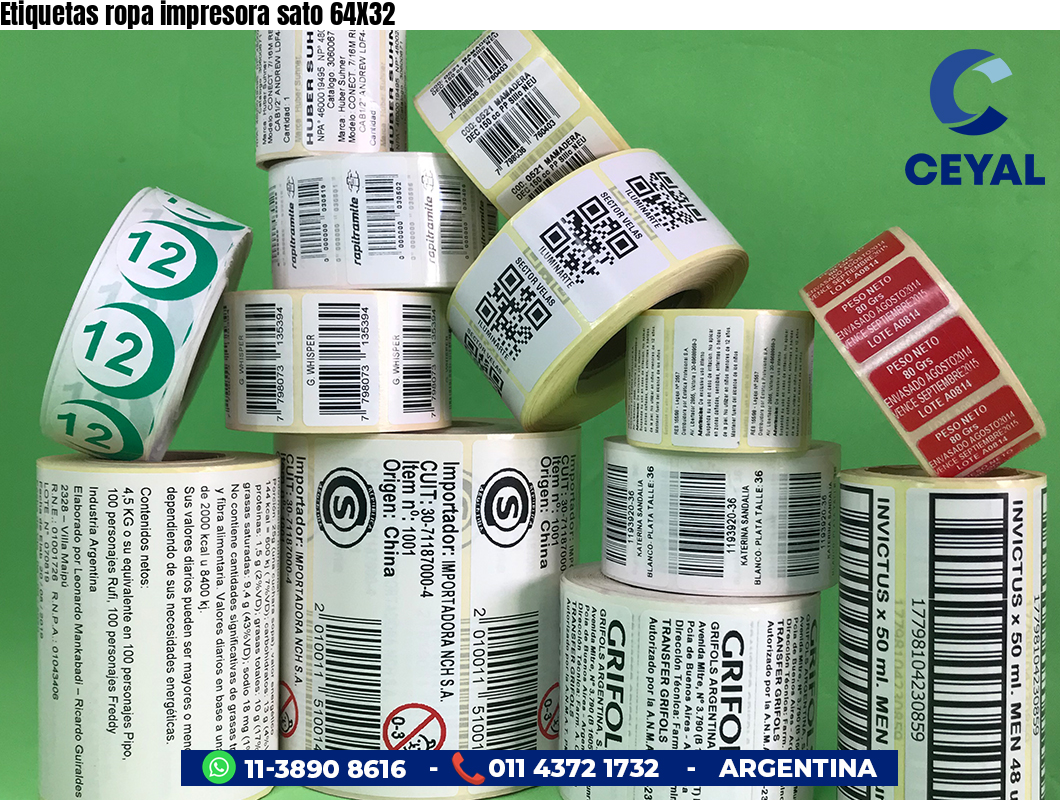 Etiquetas ropa impresora sato 64X32
