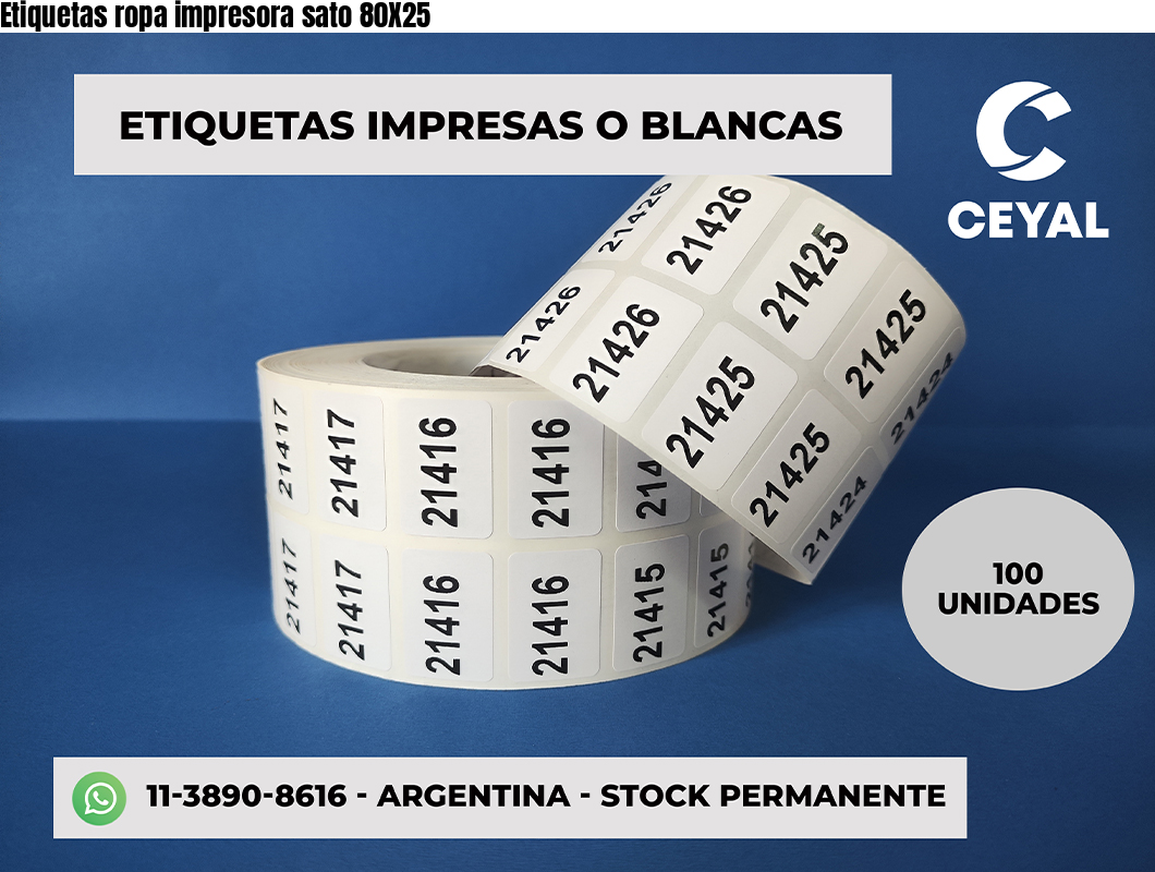 Etiquetas ropa impresora sato 80X25