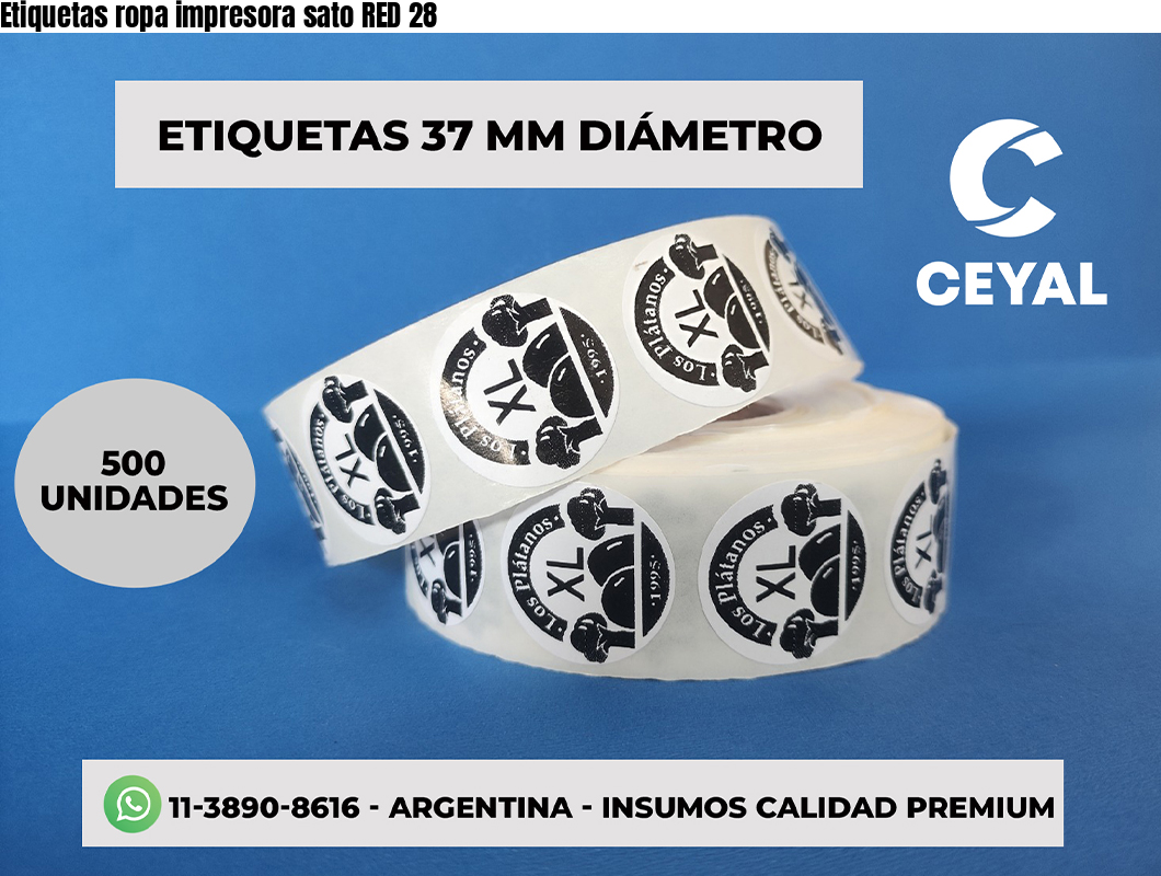 Etiquetas ropa impresora sato RED 28