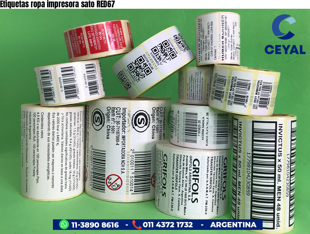 Etiquetas ropa impresora sato RED67