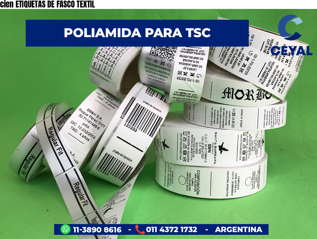 cien ETIQUETAS DE FASCO TEXTIL