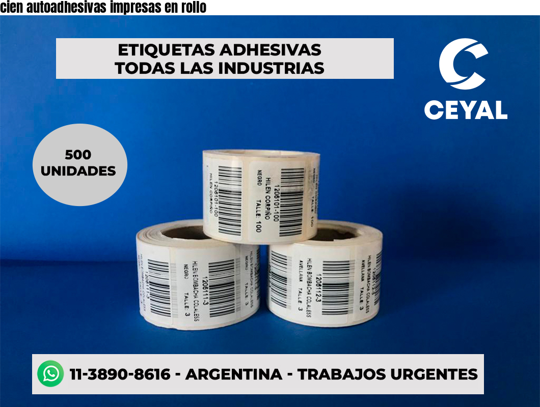 cien autoadhesivas impresas en rollo