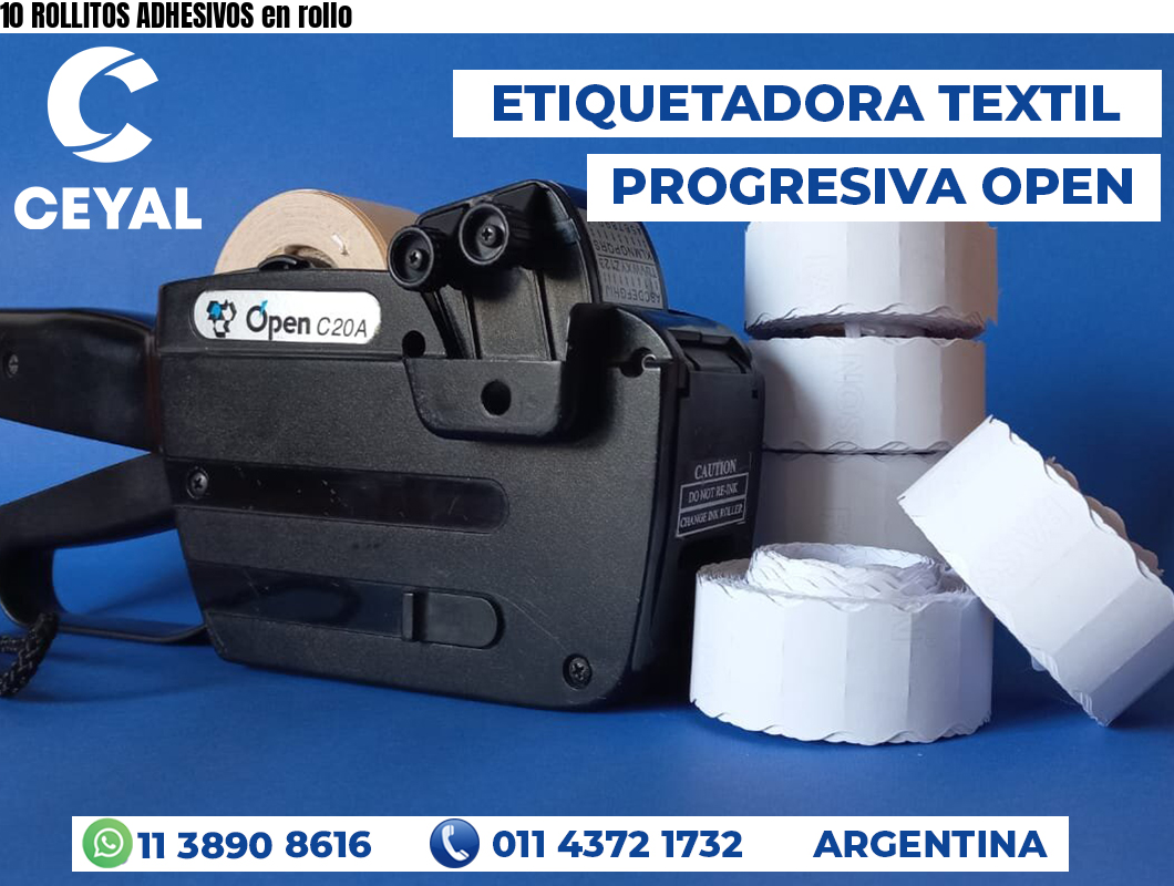 10 ROLLITOS ADHESIVOS en rollo