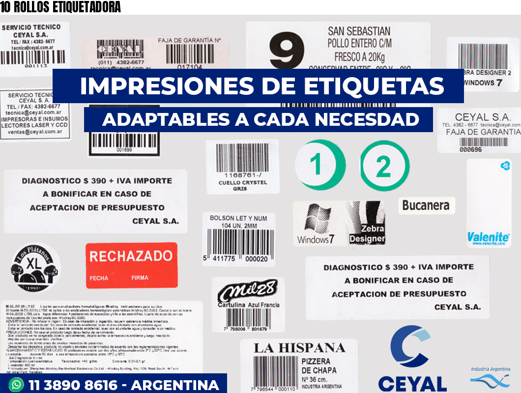 10 ROLLOS ETIQUETADORA