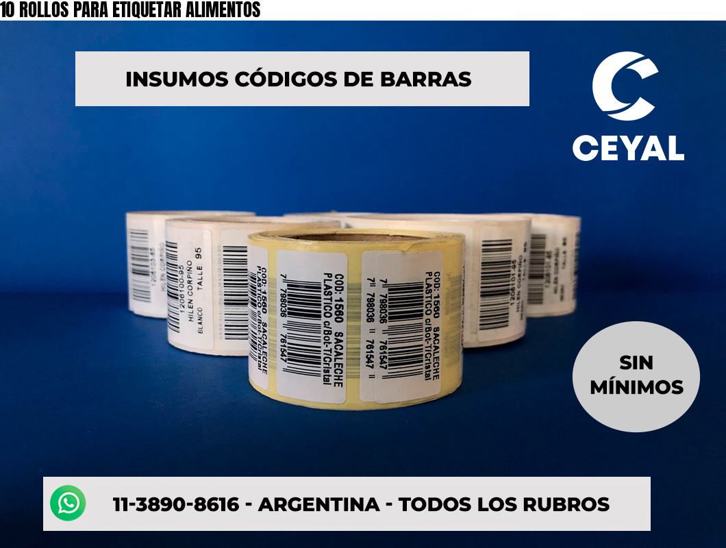10 ROLLOS PARA ETIQUETAR ALIMENTOS