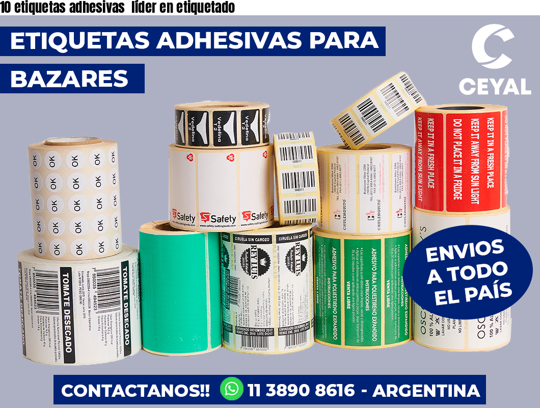 10 etiquetas adhesivas líder en etiquetado
