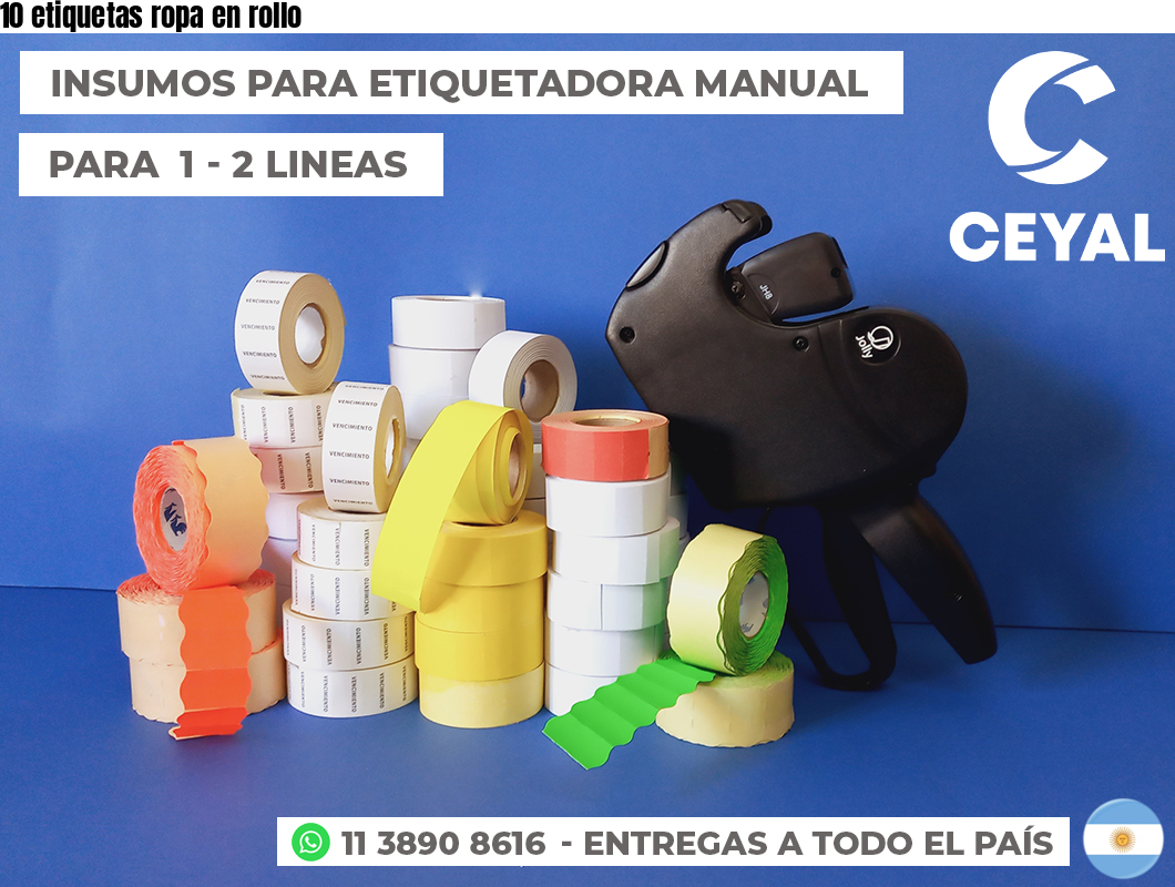 10 etiquetas ropa en rollo